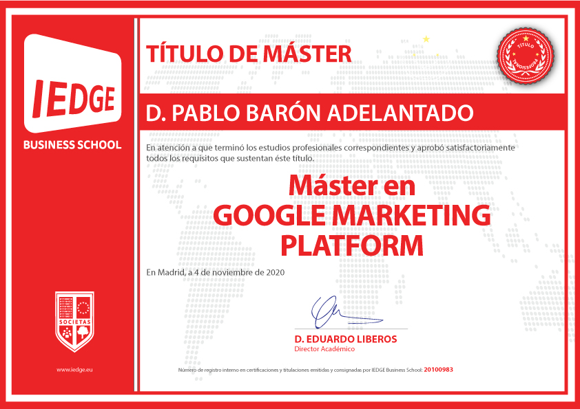 IEDGE | Certificación del Máster en Google Marketing Platform